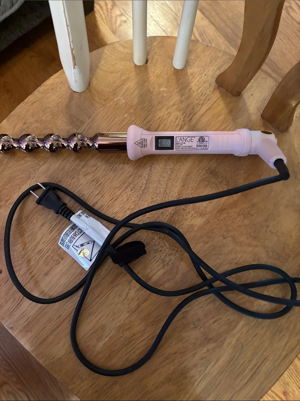 L'ANGE Pink Curling Wand with Gold Barrel Accent